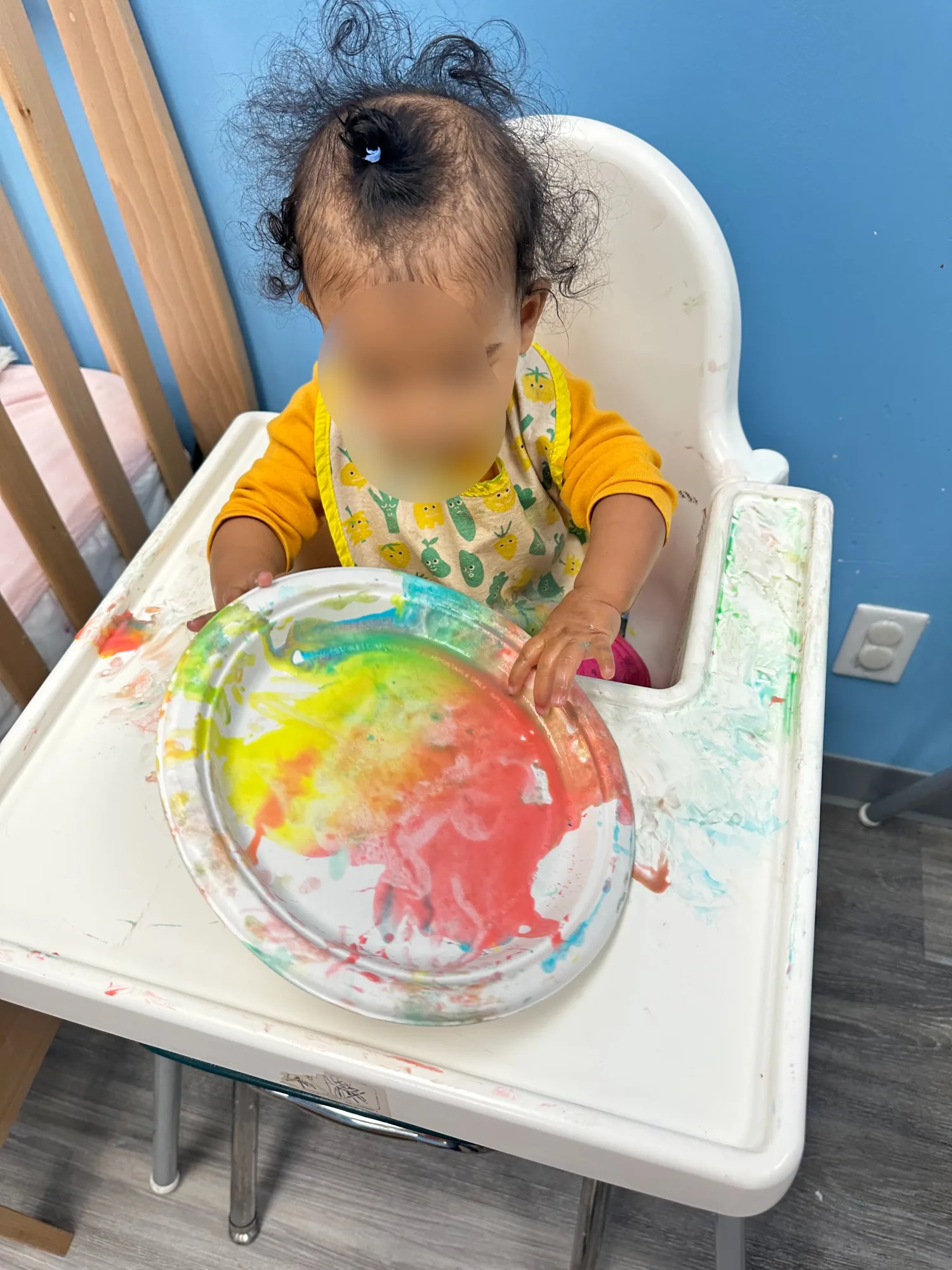 Village Scholars Preschool photo: exploring paint in a clear tray