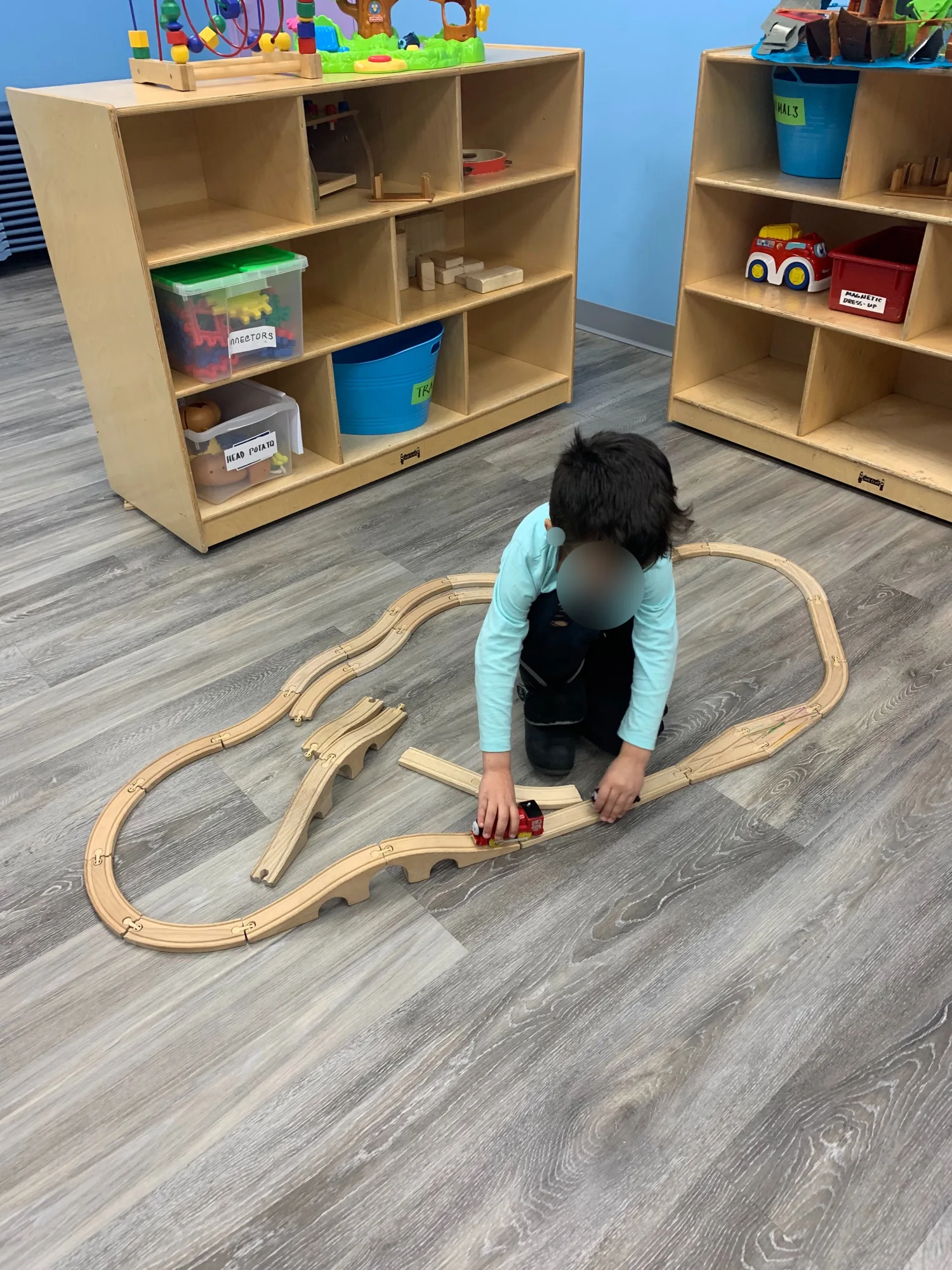 Village Scholars Preschool photo: train tracks for planning and problem solving